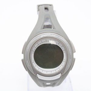 Vintage Sportline Digital Watch Unisex Gray Tone Stainless Steel Rubber Band